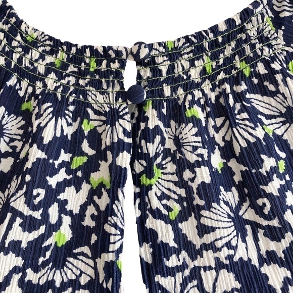 Tanya Taylor Silk Blue Floral Tiered Short Sleeve Pullover Top Small - Picture 15 of 16